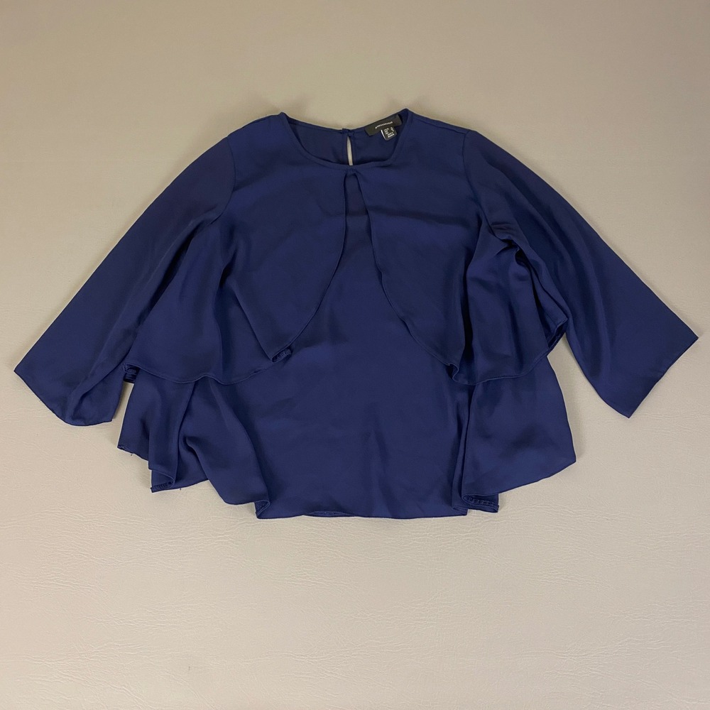 Atmosphere Tunic Top Blouse Women's Size 10 Blue Layered Long Sleeve Casual‎